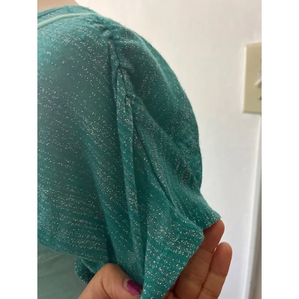 Mudd seafoam teal sparkly green tank top shirt combo Y2K Lizzie McGuire Small - Image 3