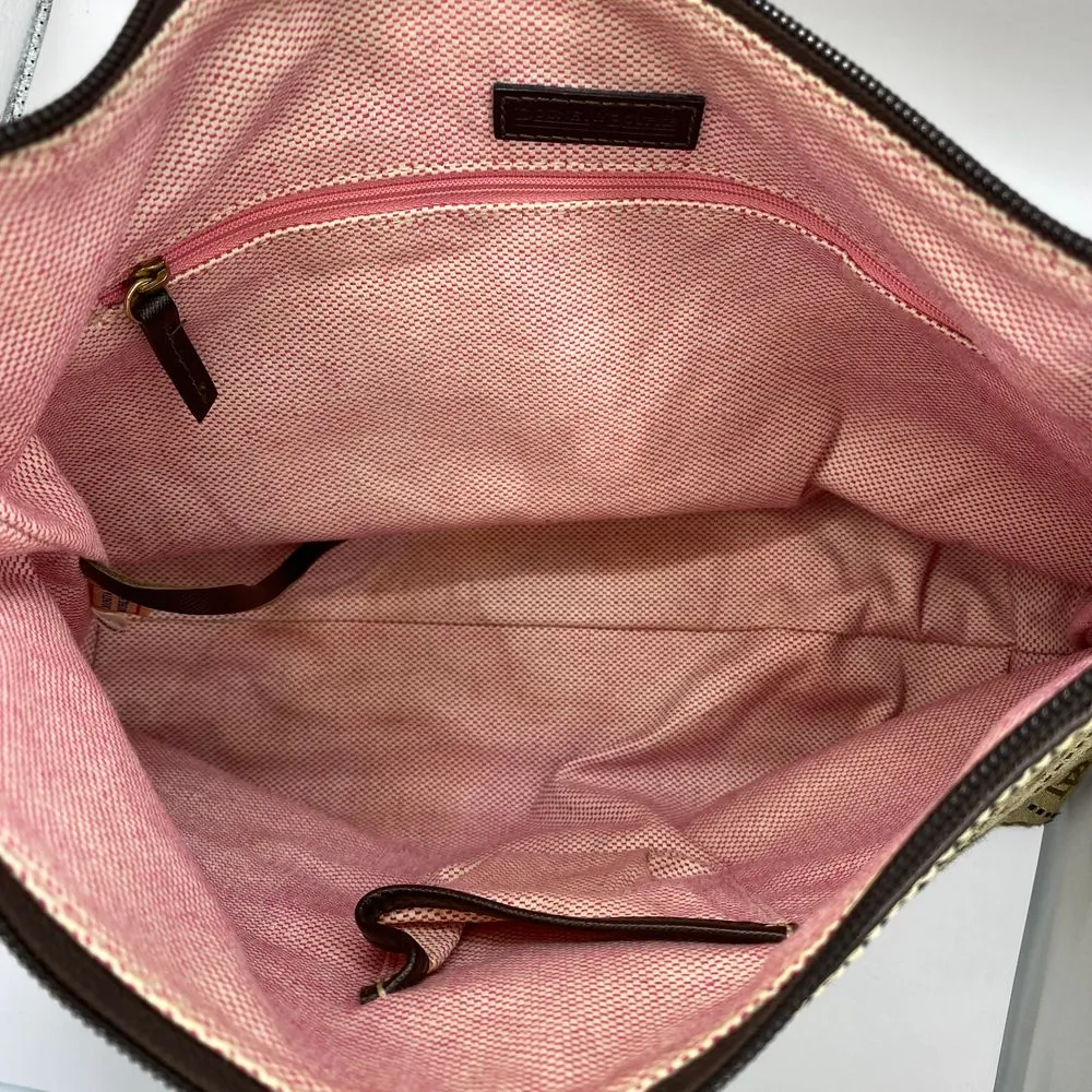 Dooney‎ & Bourke Signature Canvas Hobo Bag Brown Leather Trim Handbag - Image 11
