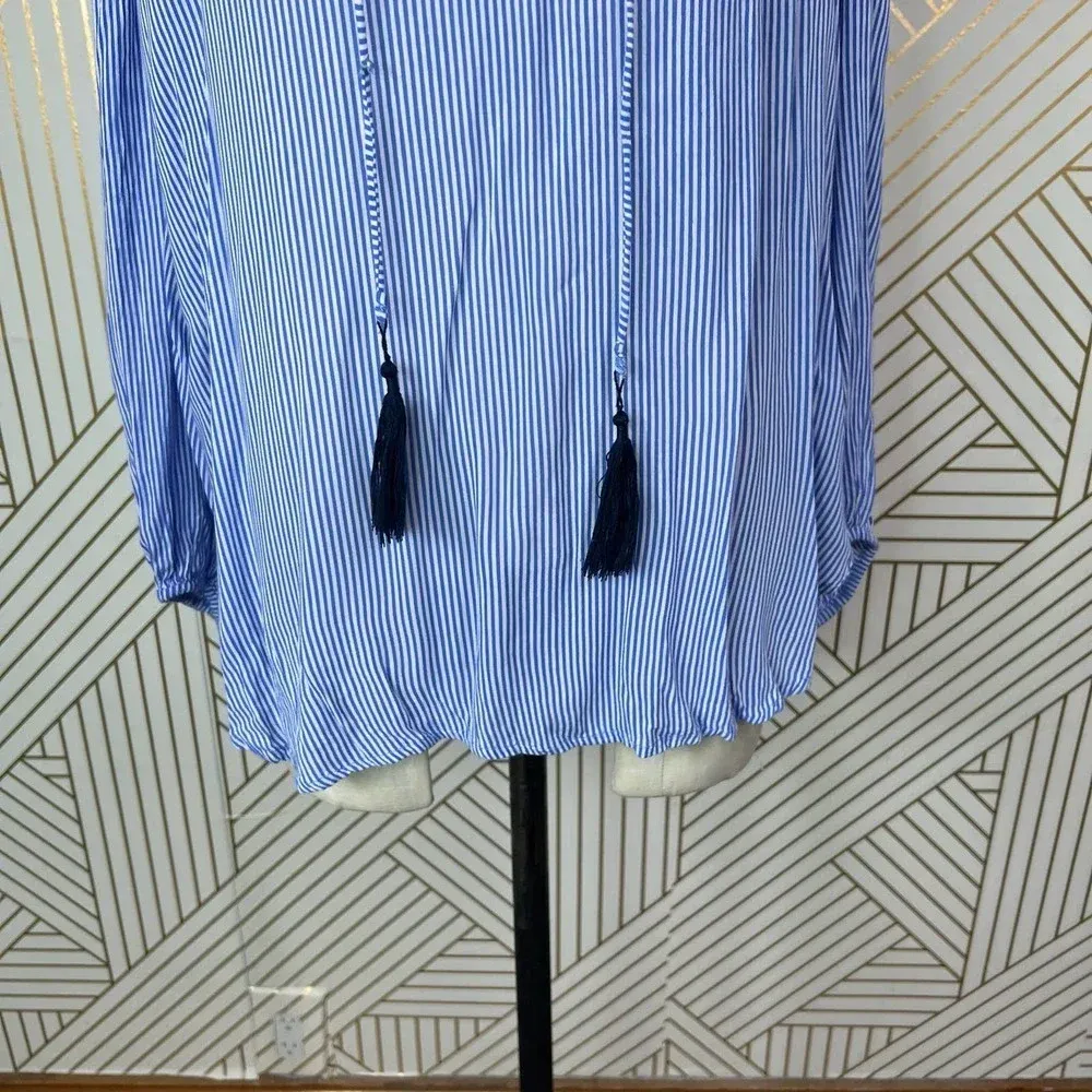 Faithfull the Brand Alice‎ Blue Stripe Tasseled Top Size US 6 - Image 5