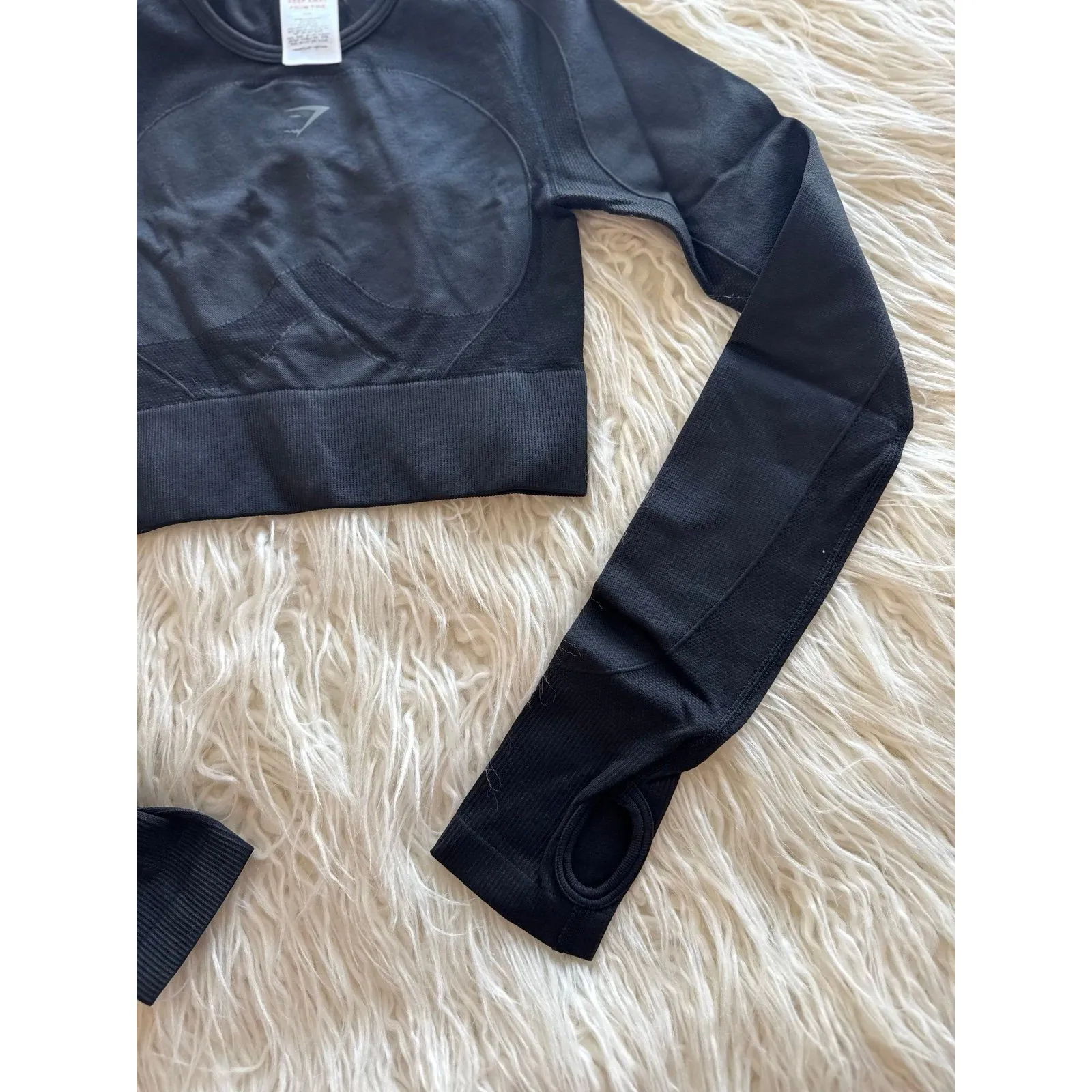 Gymshark Flex Long Sleeve Crop Top Black Size XS - Image 5