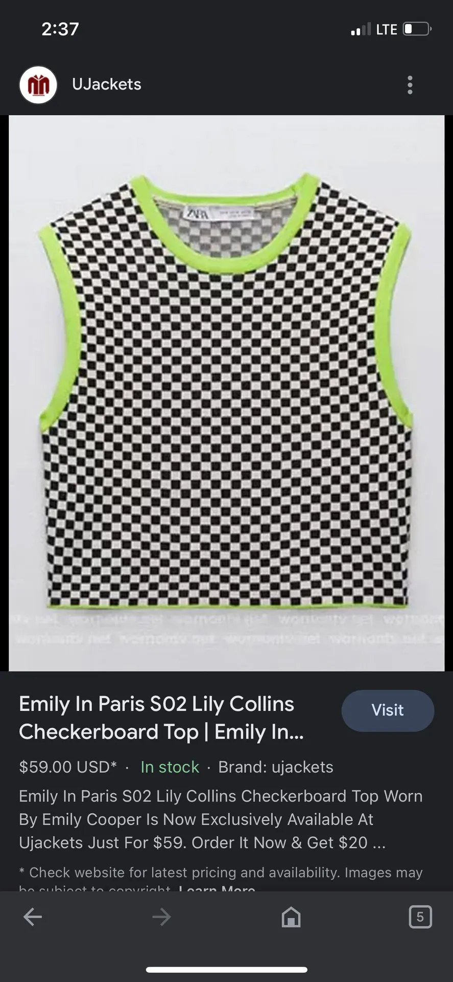 ZARA Checkered Top - Image 4