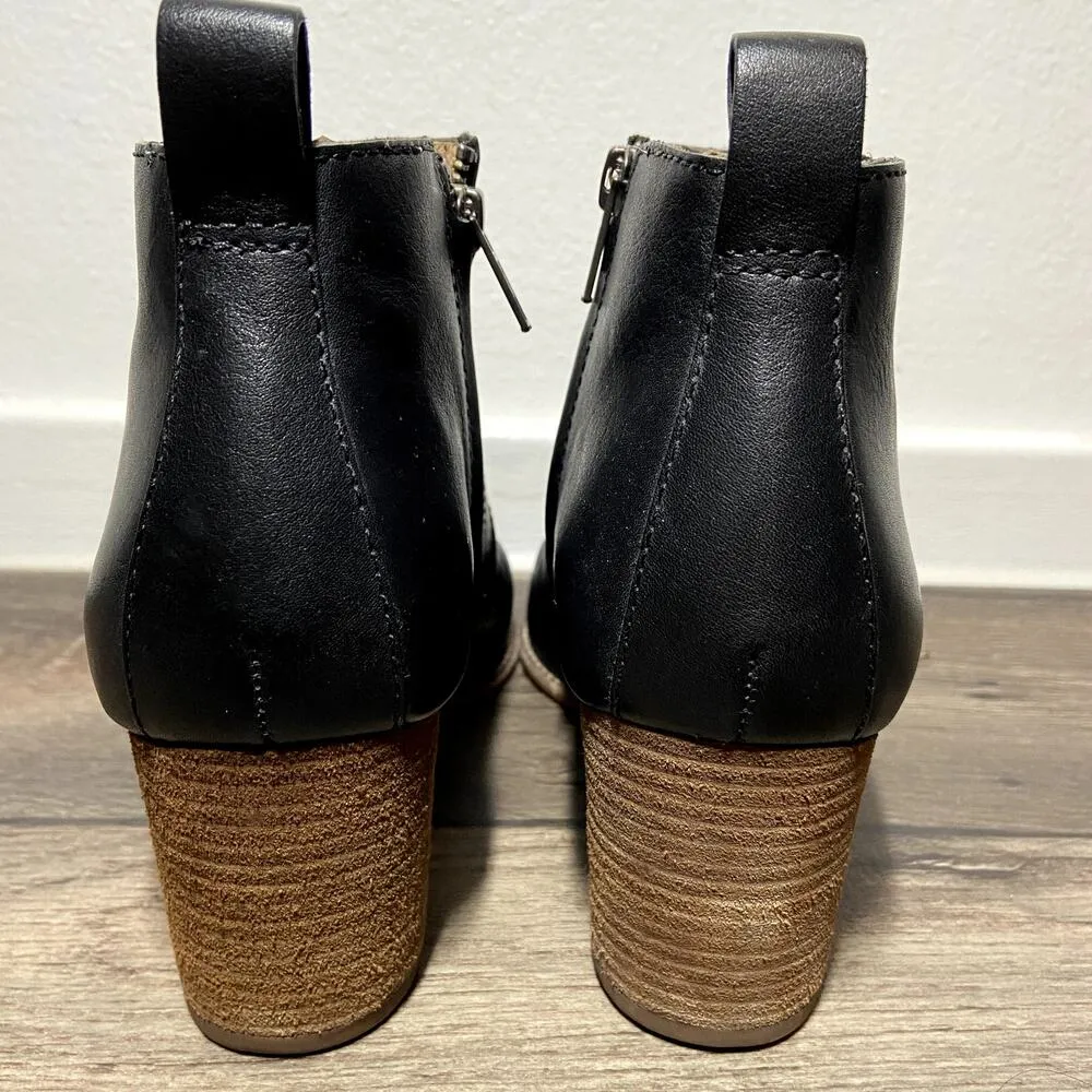 Madewell The Brenner Boot Leather Block Heel Ankle Shaft Almond Toe Black 9.5 - Image 5