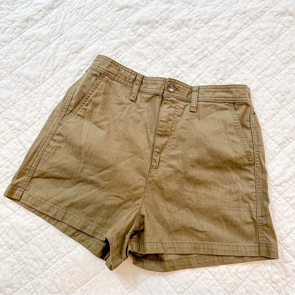 Madewell Camp Shorts Medium NEW Olive Green Army - Image 3