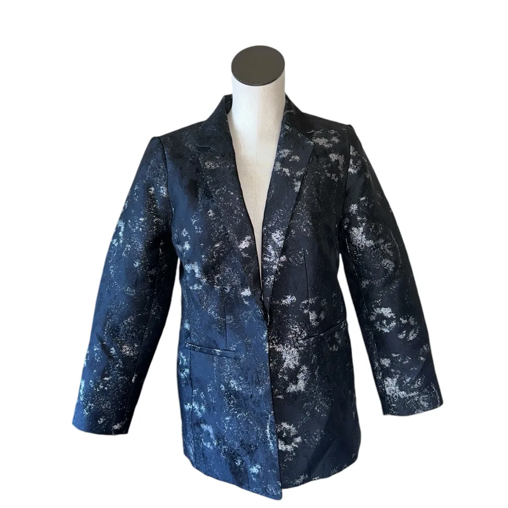 NWOT CHICO'S Jacquard Mettallic Blazer Black Silver Festive CHICO'S 0 US 4 - Image 8