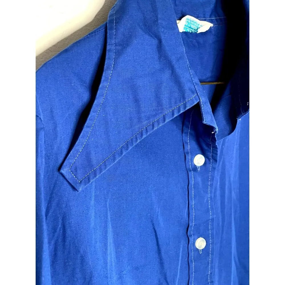 Vintage 50s Carol Brent Navy Short Sleeve Shirt Made in Japan M RARE Blue Size M - Image 2