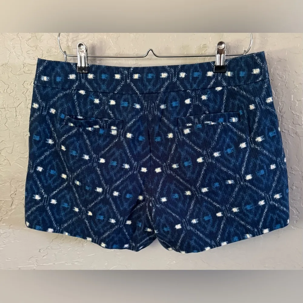 J Crew Batik Basketweave Ikat Print Chino Shorts Size 10 Women’s Navy Blue White - Image 11
