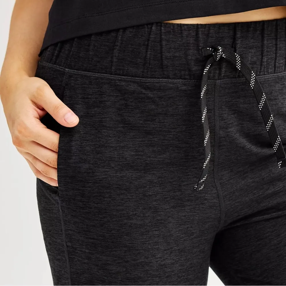 FLX Embrace High Waisted Wide Leg Sweatpants Drawstring Womens Medium Black - Image 2