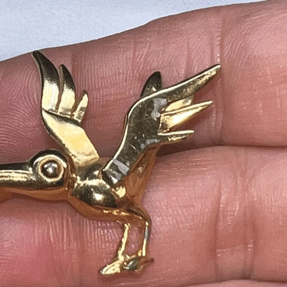 Hattie Carnegie Signed Stork With Baby Bundle Brooch Circa 1930 - Image 7