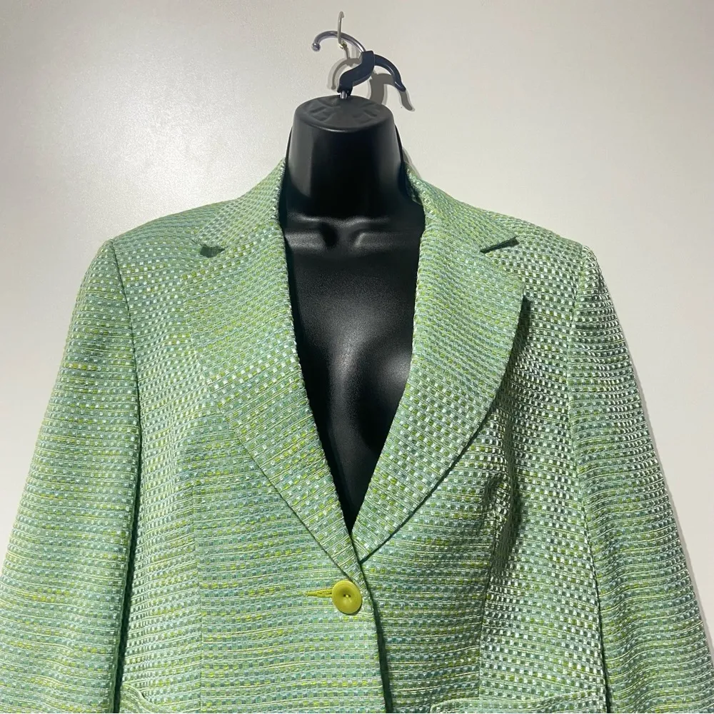 Talbots Green Tweed Boucle Blazer Jacket Size 10 Single Button NWOT - Image 4