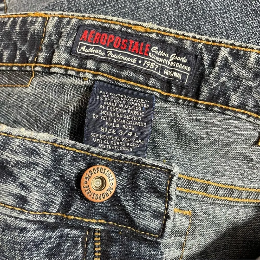 Vintage 90s Y2K Low Rise Stretch Flare Jeans Belt 3 4 Long tall new - Image 9