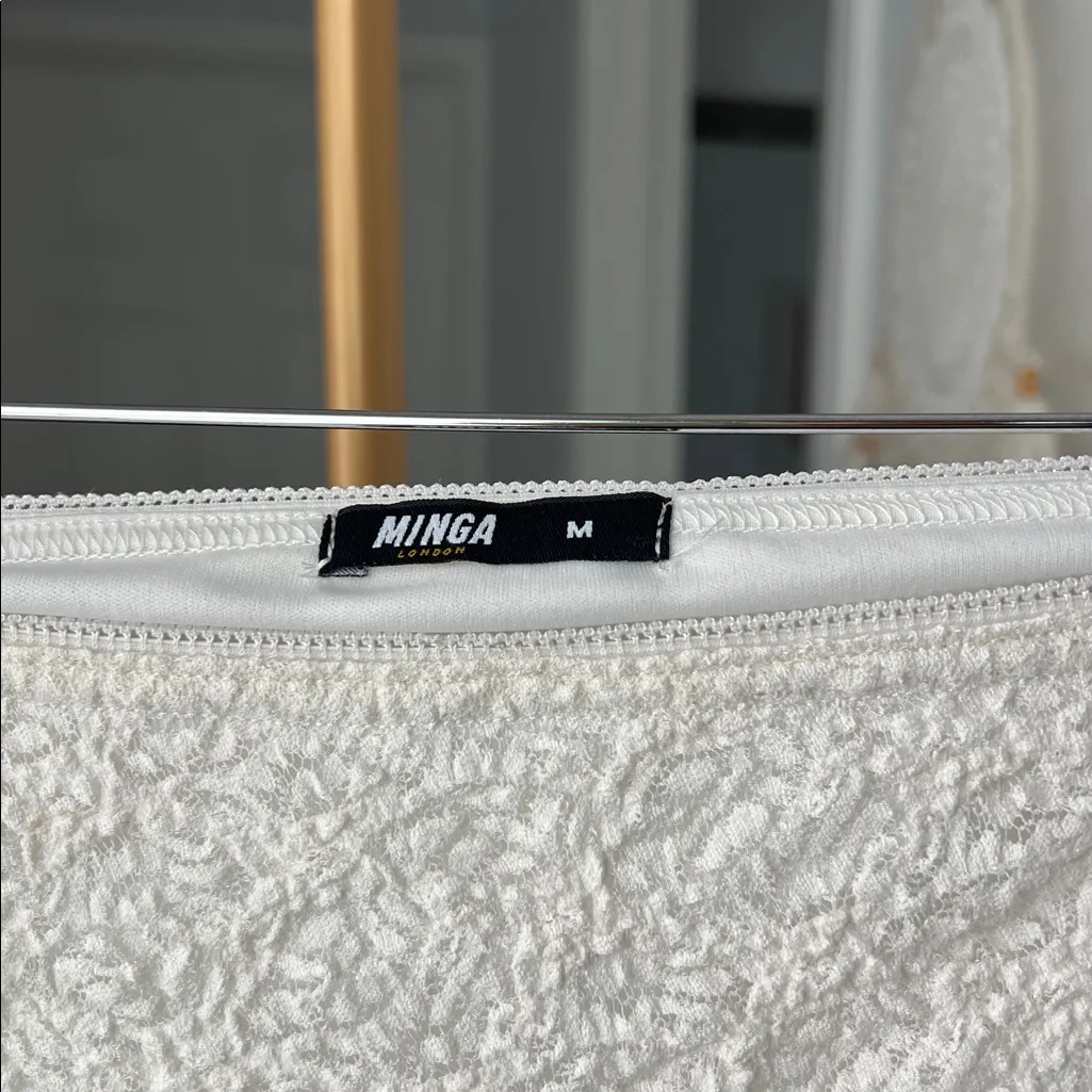 Minga London Y2K Audrey Lace Boho Grunge Asymmetrical Skirt White Medium - Image 8