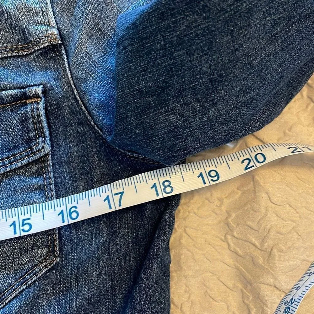 Vintage America Blues Womens Jean Jacket Button Up Denim Pocket Crop Blue Small - Image 7