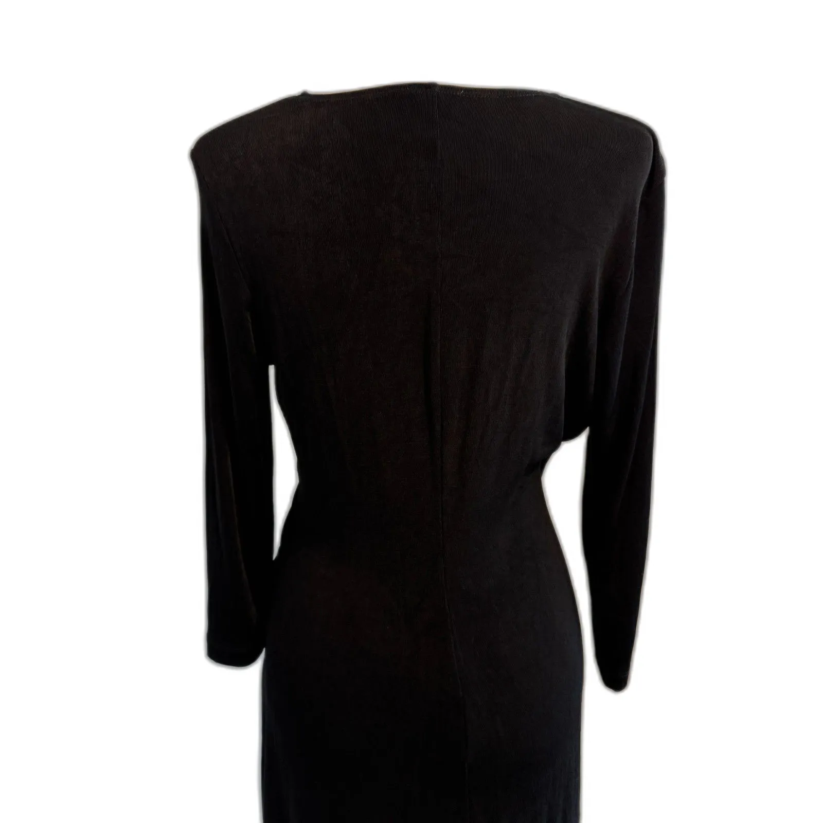 Chico's Traveler's | Black Faux Wrap Midi Dress Chico's Size 1 US Size 8 Medium - Image 4