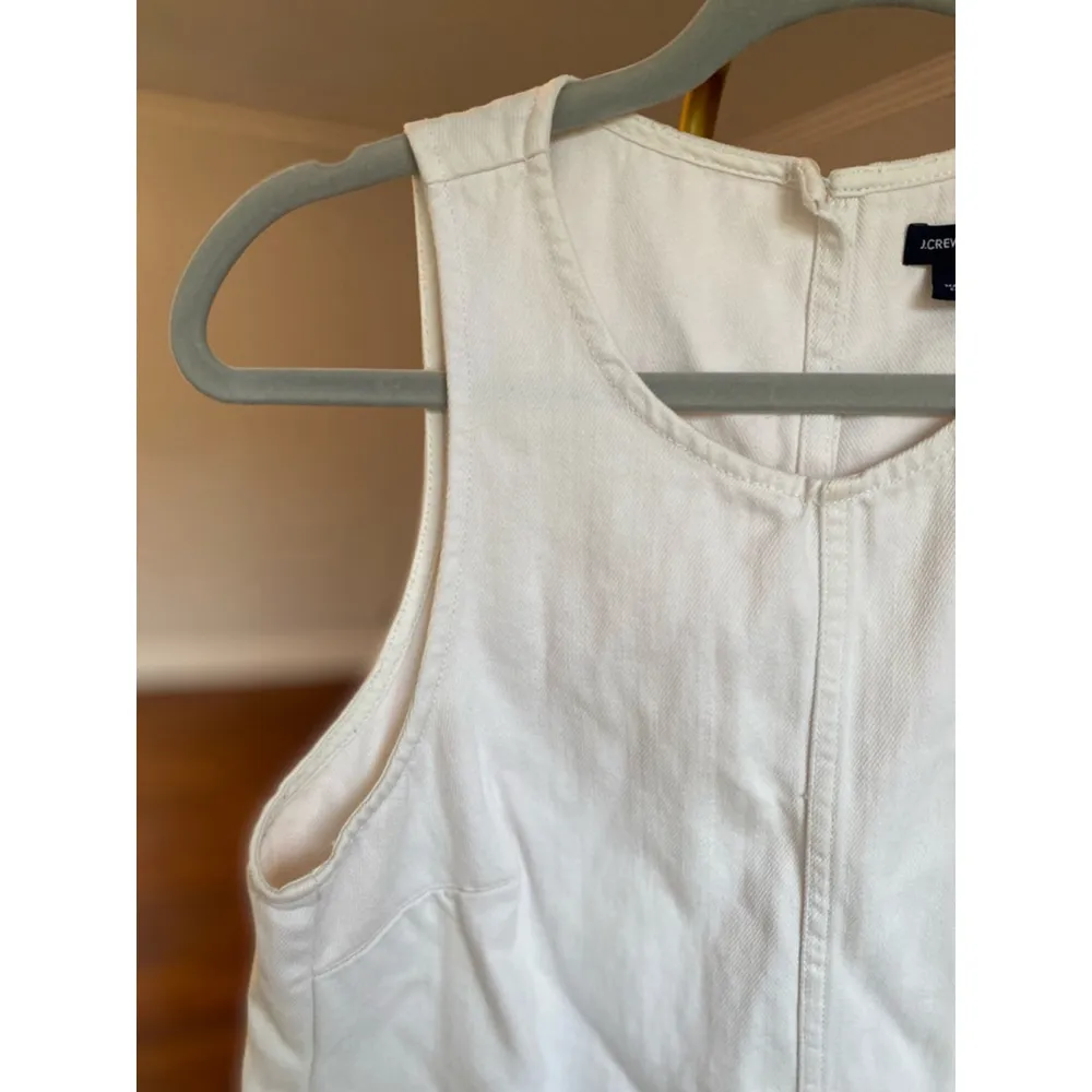J.CREW JEANS Denim Mini Dress Sleeveless July 4th White Pockets Size 2 - Image 4