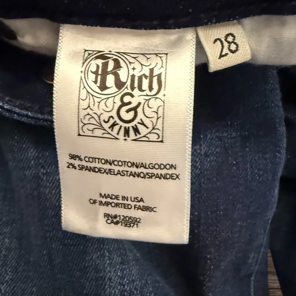 RICH & SKINNY Biker Dark Wash Bootcut Jeans Cut A1167 Size 28 - Image 8