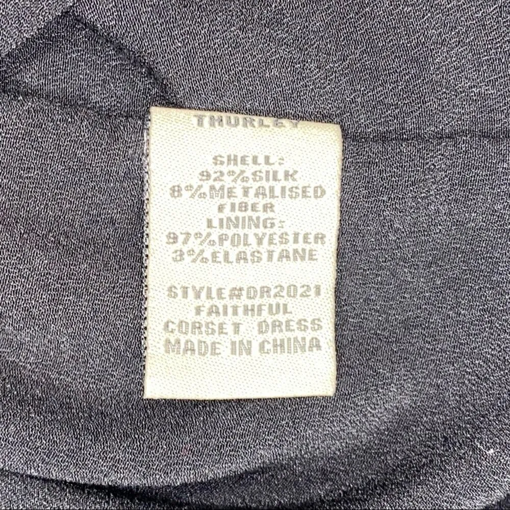 Thurley Faithful Corset Silk Blend Long Sleeve Paisley Print Dress SMALL Black - Image 6