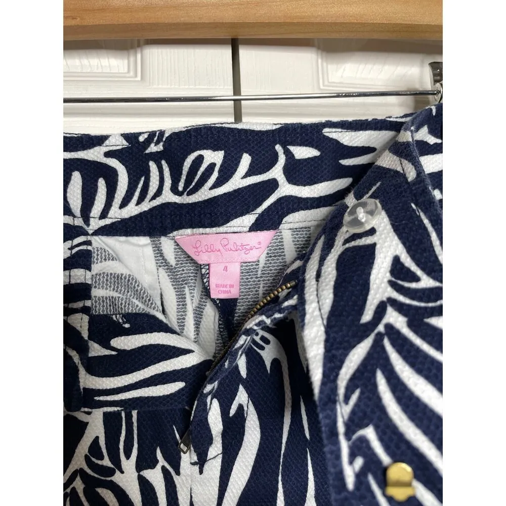 Lilly Pulitzer Zebra Navy White Mini Skirt Size 4 Cotton - Image 4