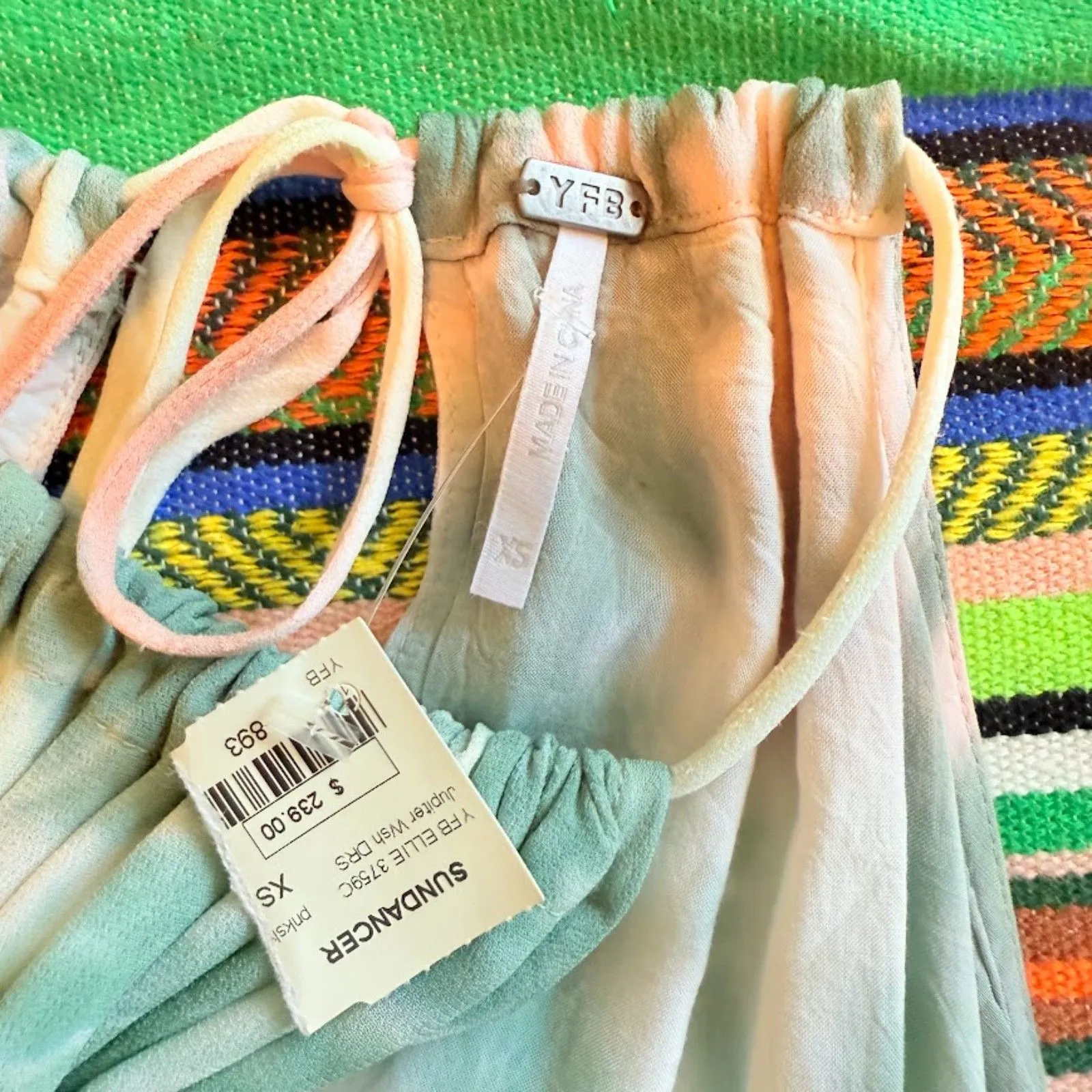 YFB Elie Trapeze Halter Swing Maxi Dress in Green Tie Dye Jupiter Wash XS NWT - Image 8