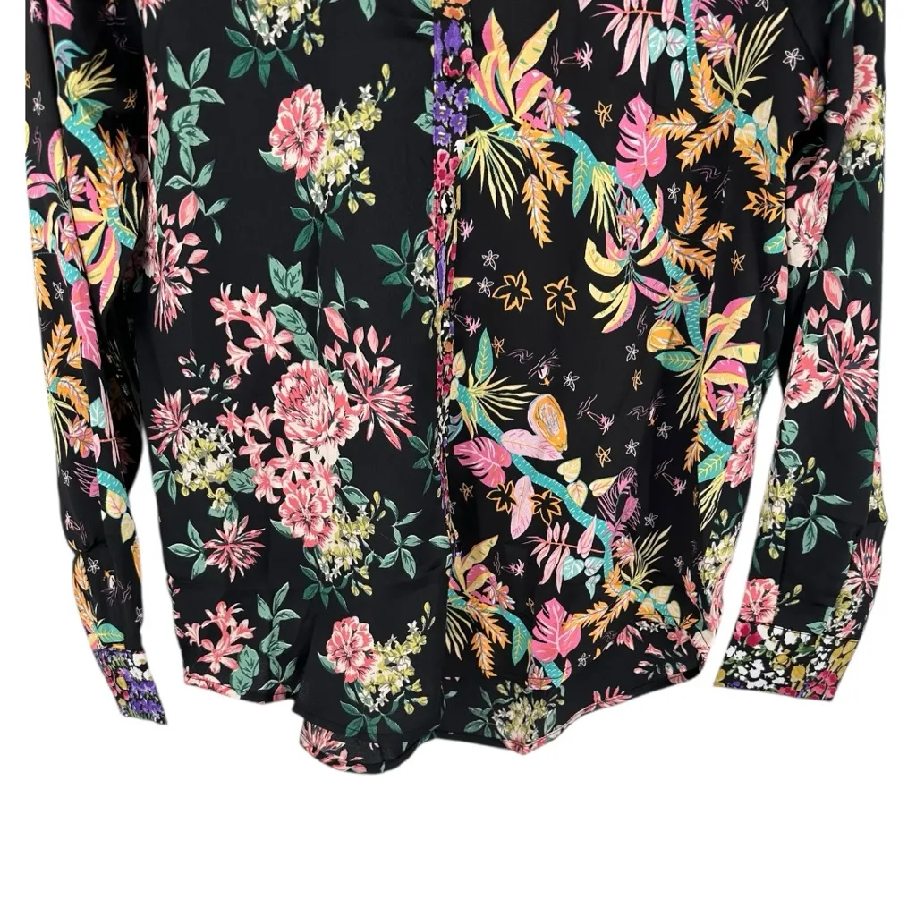Umgee Mixed Floral Print Button Down Blouse size Small Long Sleeve NWT Collared - Image 6