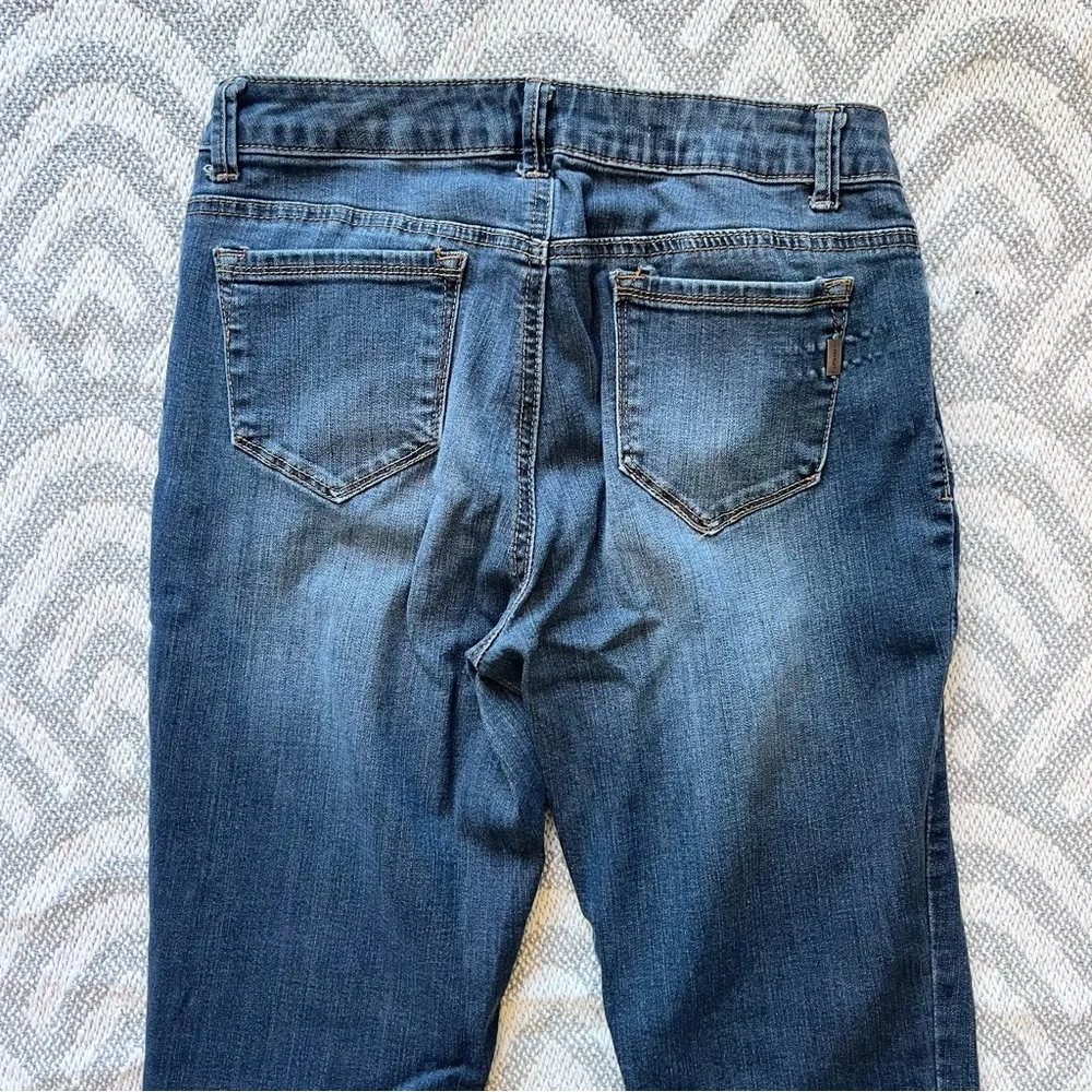 1822 DENIM Women’s Mid Rise Distressed Skinny Fit Blue Denim Jeans 10 - Image 6