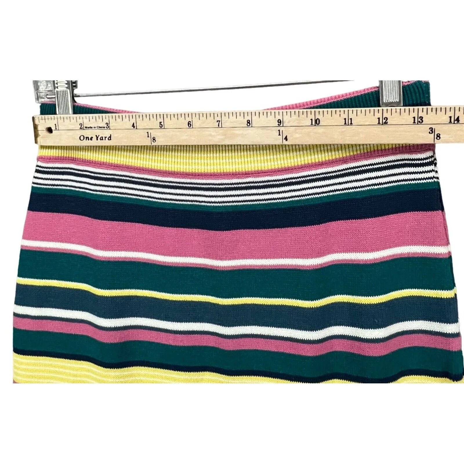 Anthropologie Maeve Lana Skirt M Striped Stretch Knit Midi Pull On Retro Chic - Image 6