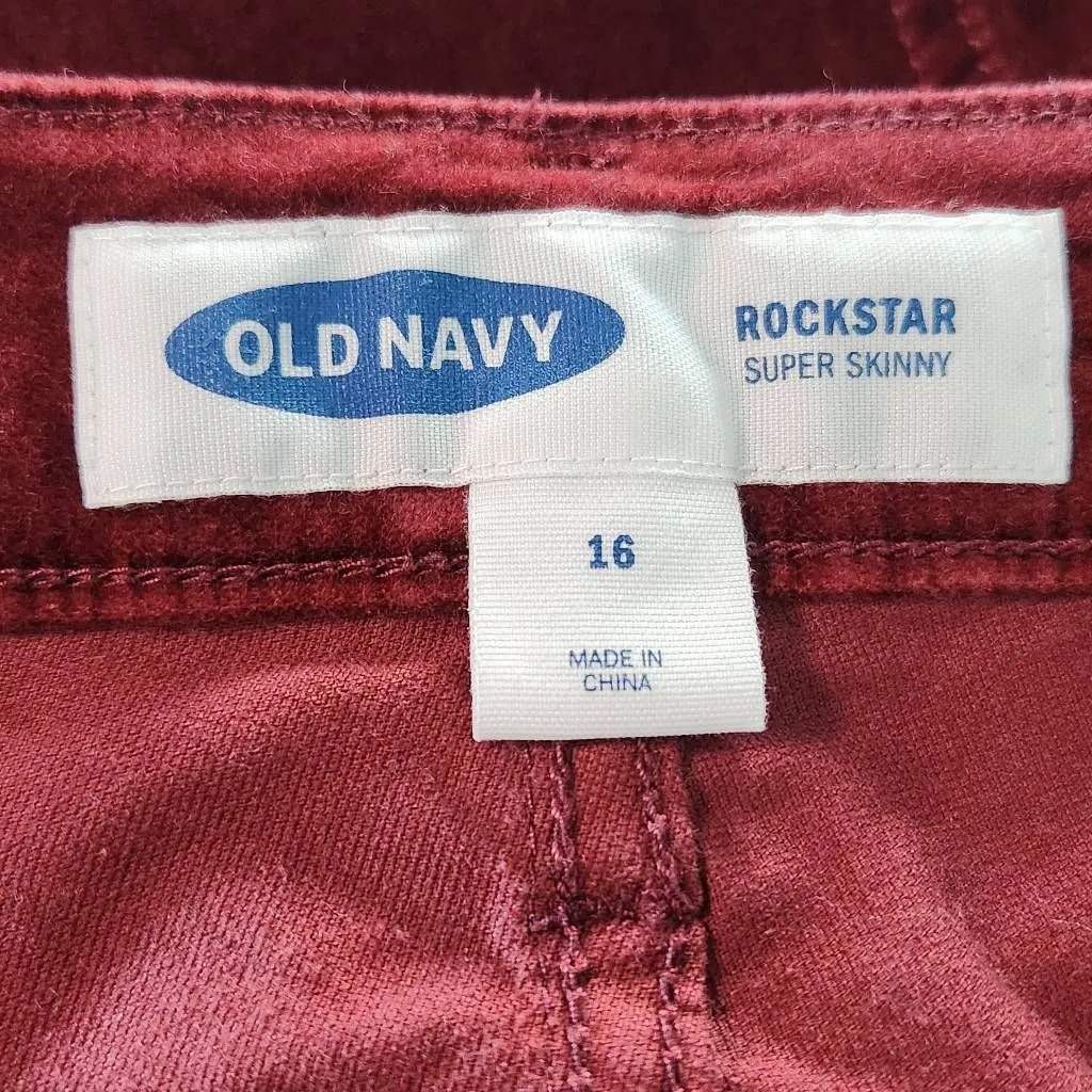 Old Navy Oxblood Velvet Jeans Size 16 Burgundy Velvet Pants - Image 6
