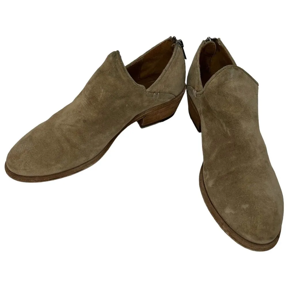 Frye Carson Suede Shooties Bootie Ankle Zip Back Heel Shoe Tan 6.5 - Image 8
