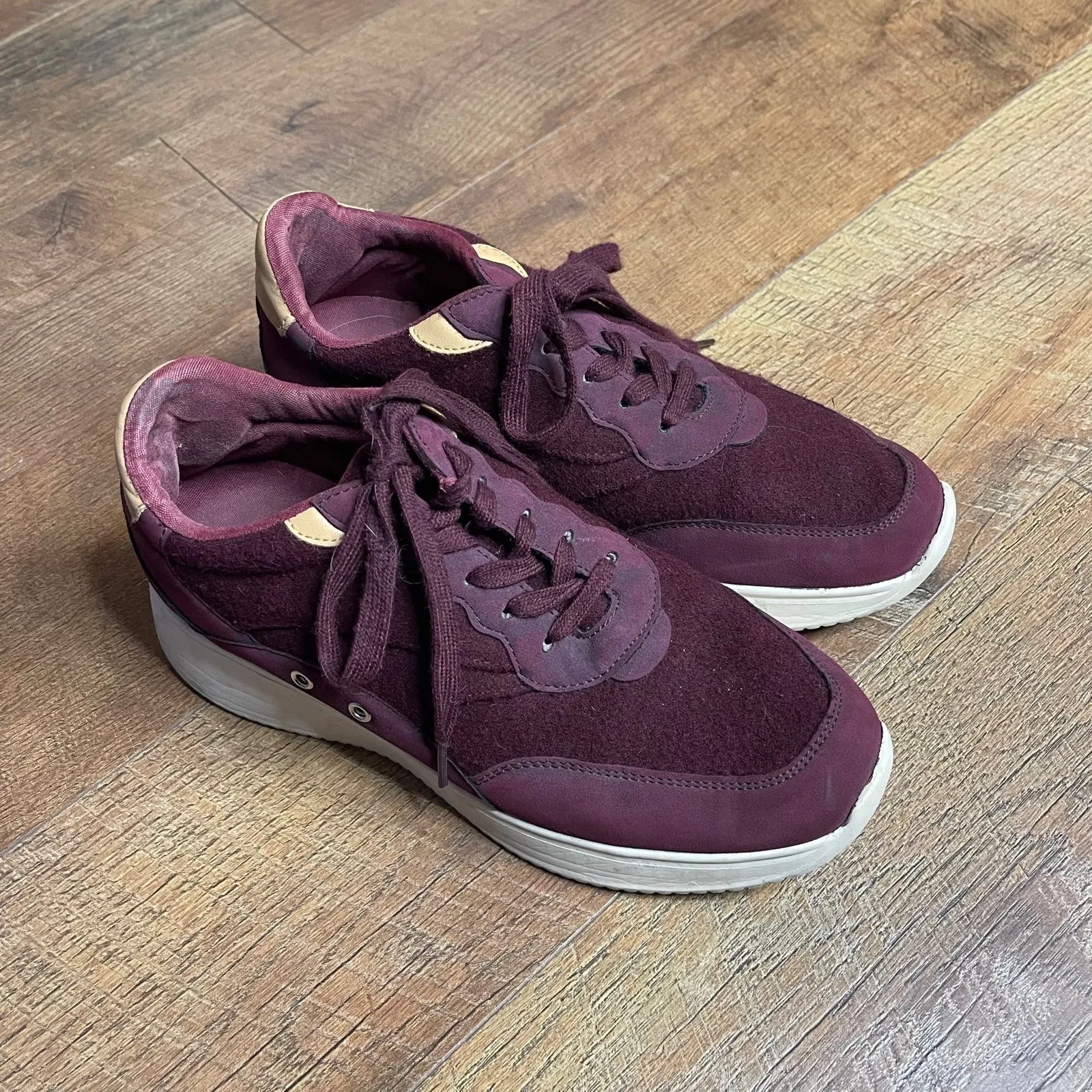 Zara Basic Woman’s Burgundy Suede Platform Sneakers Size 39 (US 8) - Image 2
