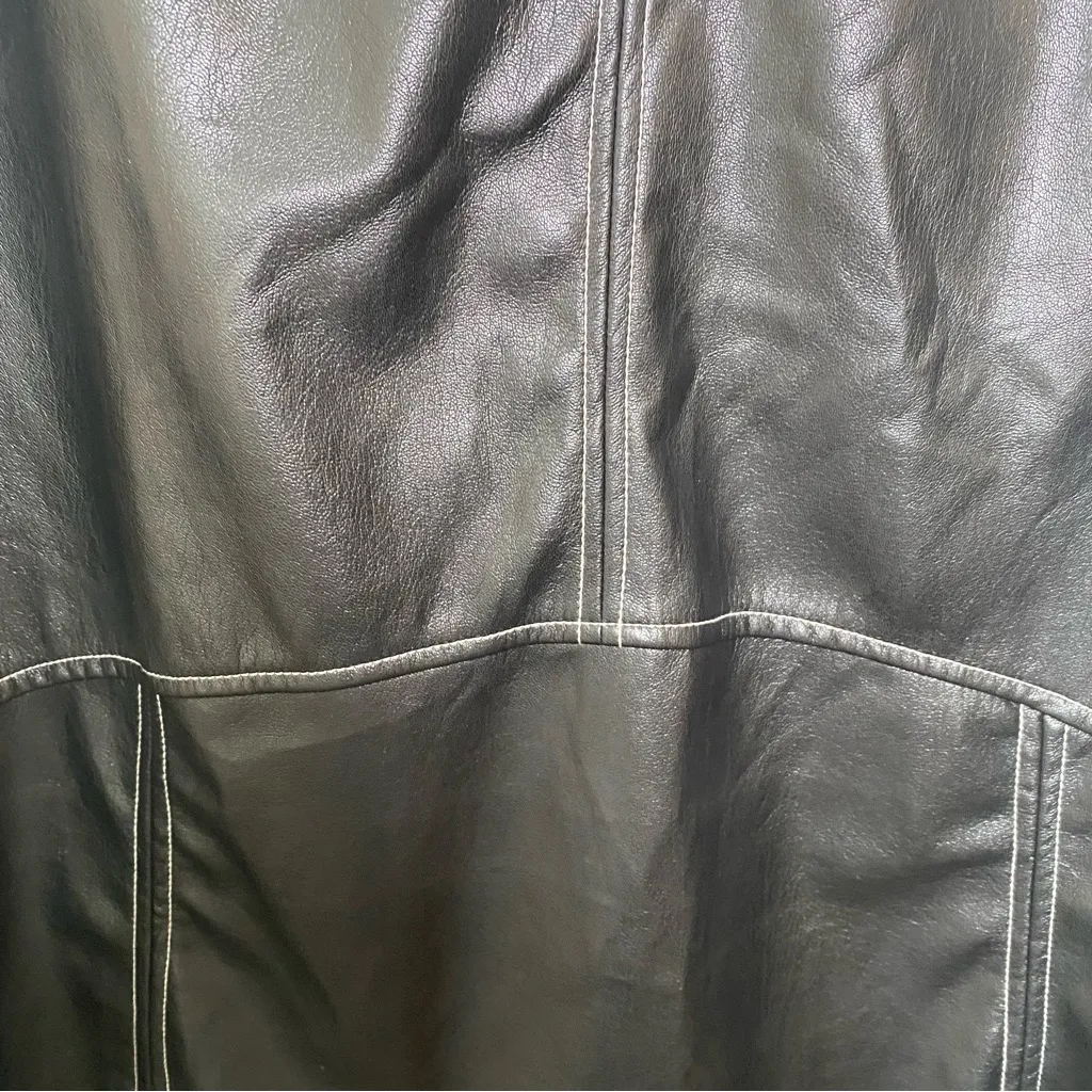 Topshop Pinafore Vegan Faux Leather Sleeveless Shift Dress in black, size 8 - Image 9