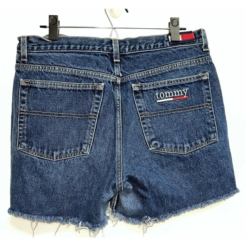 Vtg Tommy Hilfiger Womens Cut Off Denim Blue Jean Mom Shorts Jr Size 13 Hi Rise - Image 2