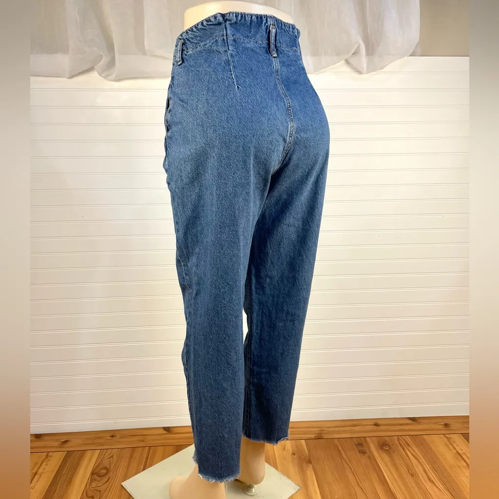 5/$25 Garage Paperbag Mom Denim Jeans High Rise Cotton Raw Hem Pleat size 7 32” - Image 6
