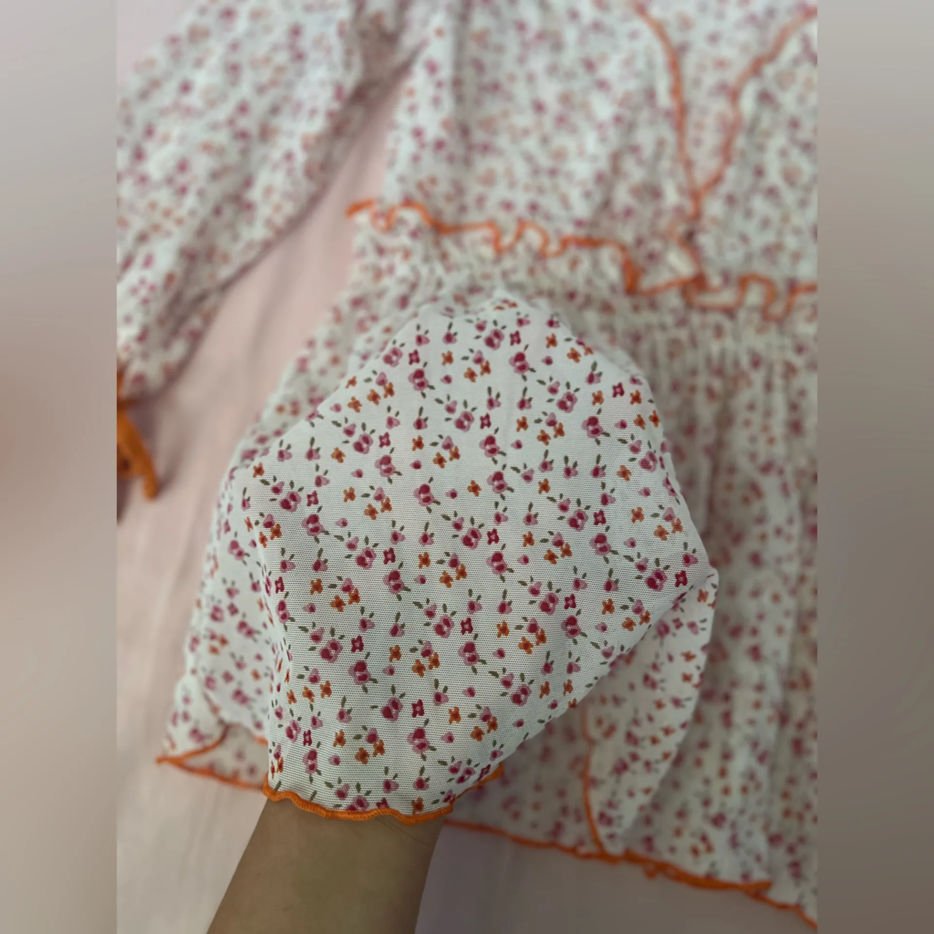 Vive Maria Floral Mesh Lettuce Trim Top White Size M - Image 6