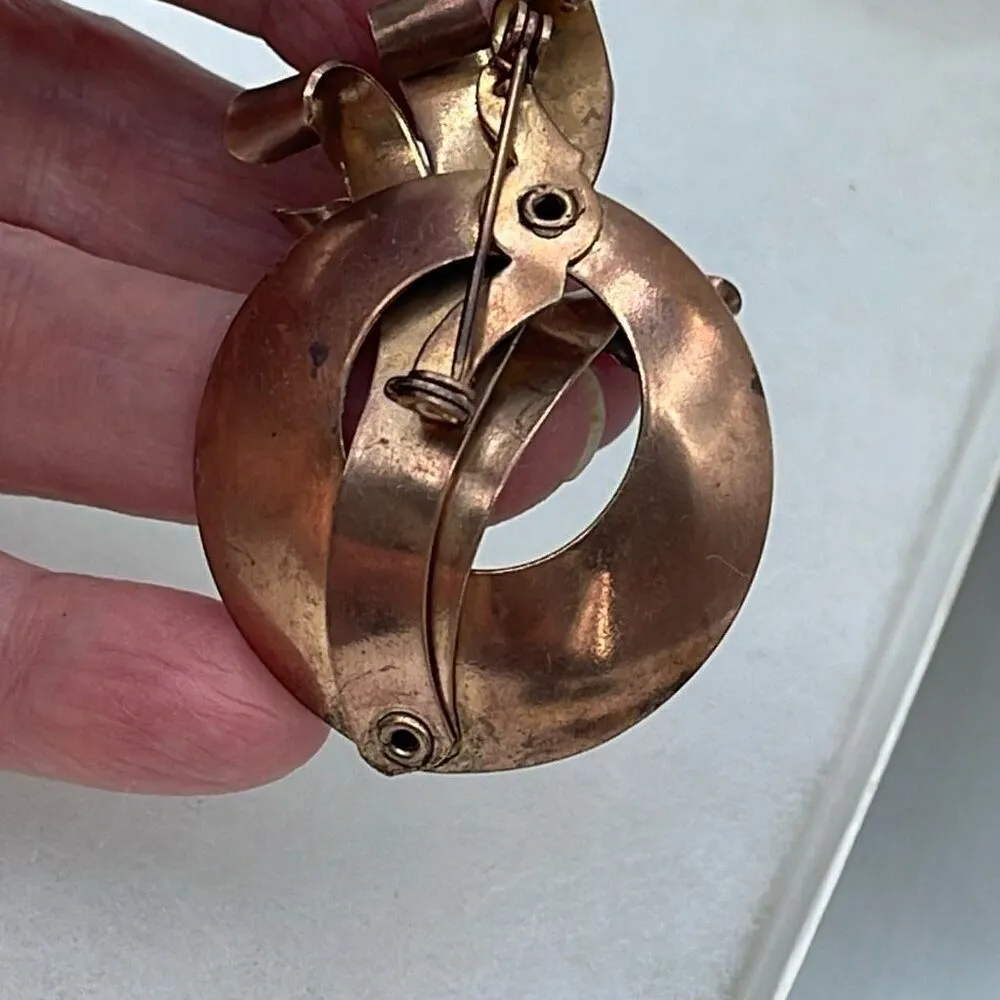 Vintage MCM solid copper 3D brooch Brown - Image 4