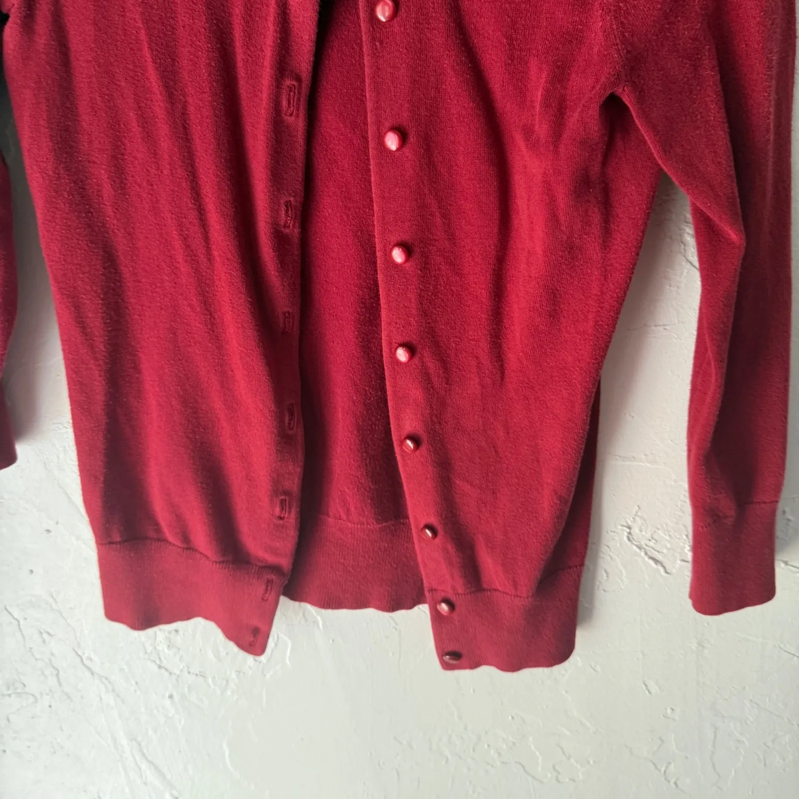 Maurices Y2k Red Button Front Crew Neck Cardigan Sweater S Coquette Office Siren - Image 7