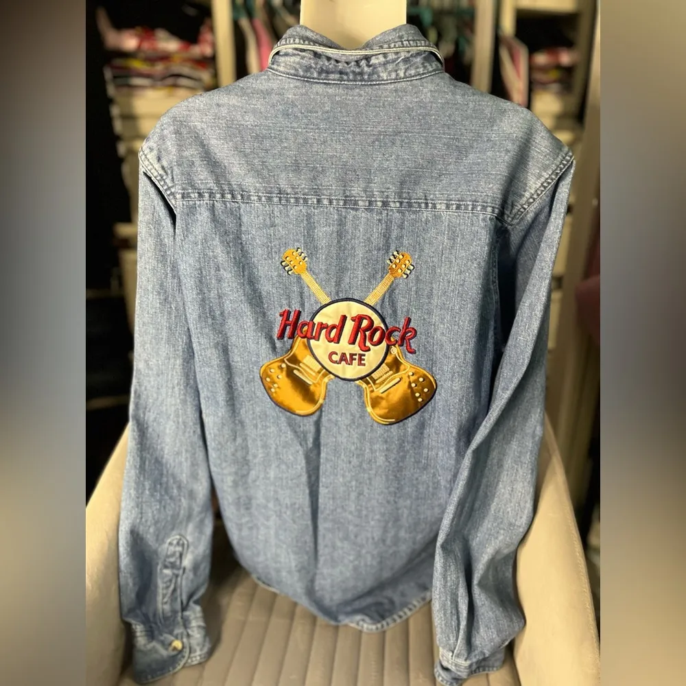 Hard Rock Cafe Denim Button Up from San Juan - Image 4
