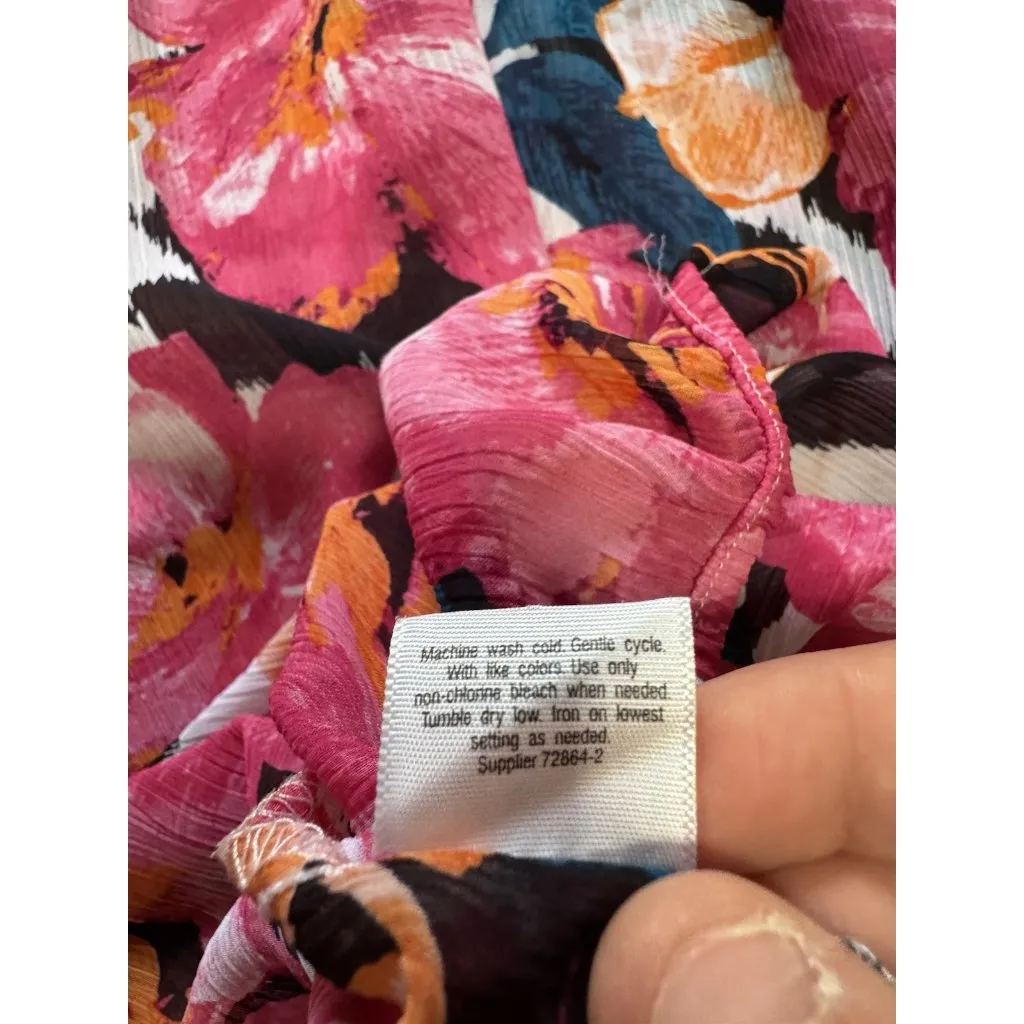 St Johns Bay Floral Crew Neck Short Sleeve Blouse Shirt Size 1X Lightweight City - Image 7