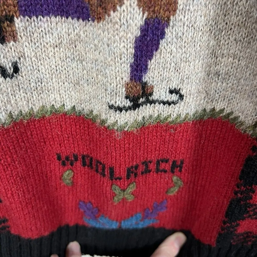 Woolrich VTG Women’s Wool Red Plaid Winter Recreation Ice-skater Sweater Size L - Image 5