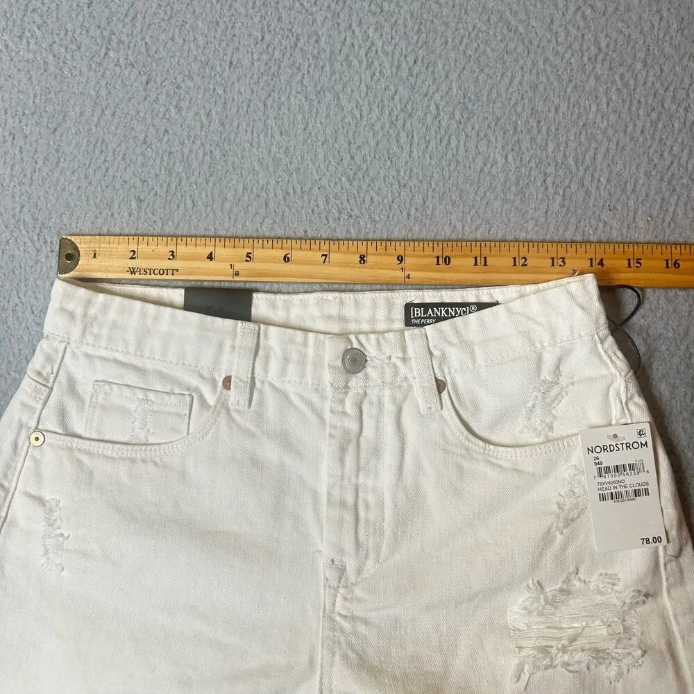 BLANKNYC Short Womens 26 Cream Denim The Perry‎ In See You Again Distressed NEW - Image 6
