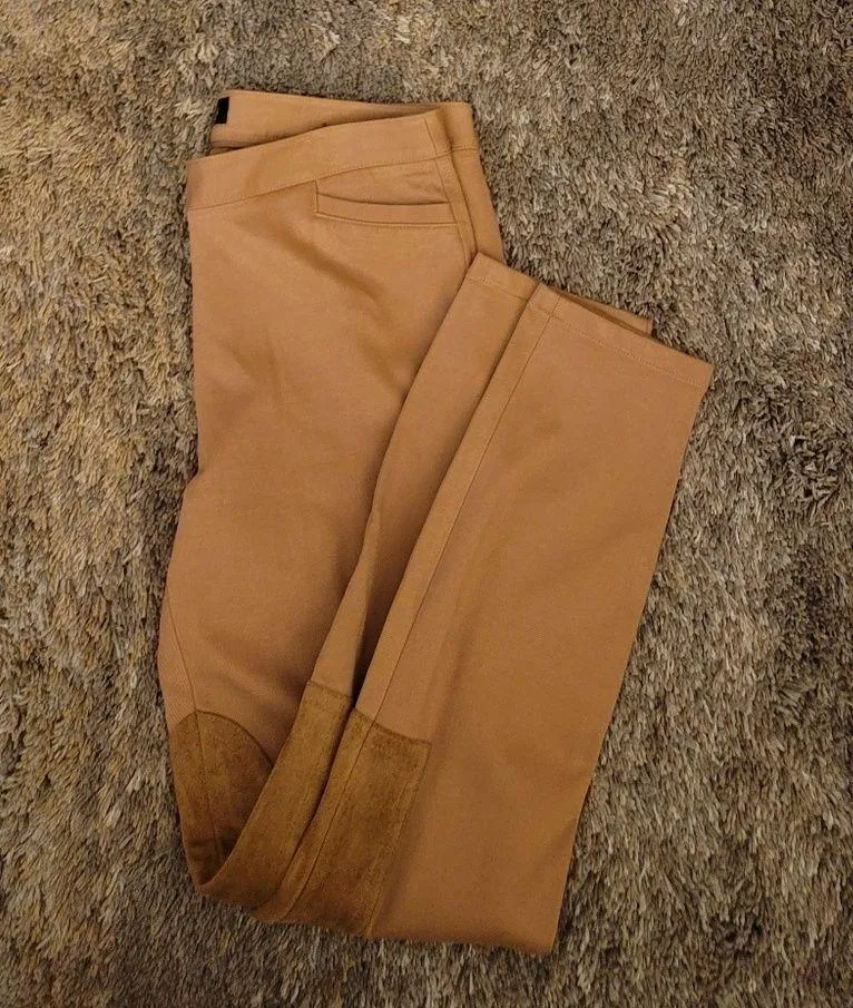 Talbots Tan Harvest Wheat Dalton Faux Suede Patch Skinny Ankle Pants 4 - Image 9