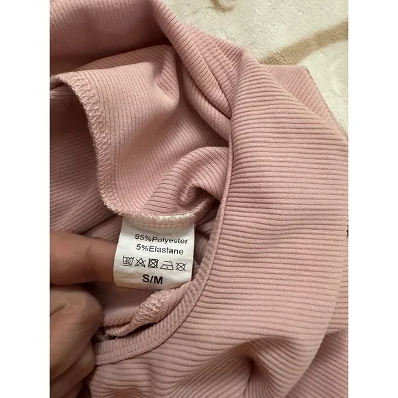 Katch‎ Me Scoop Neck Pink Ribbed Bodysuit S/M - Image 8