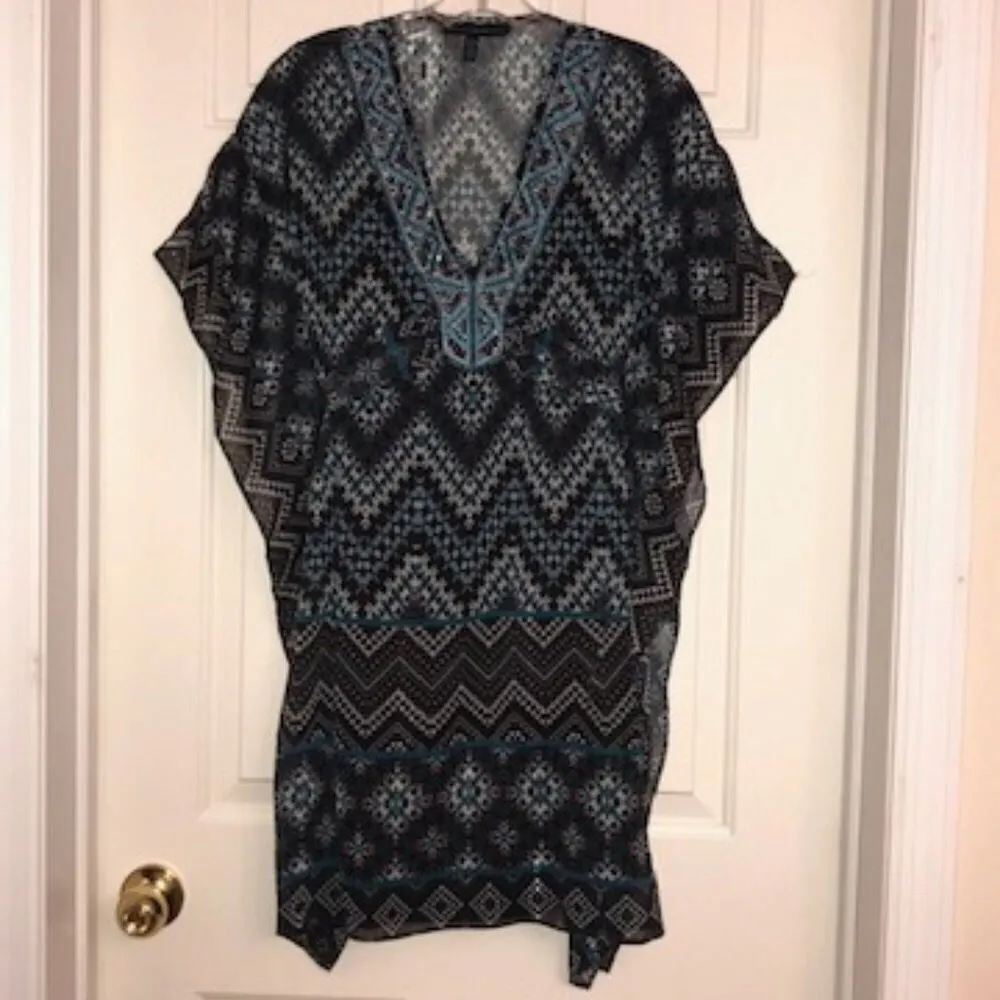White House Black Market Chevron Dress Blue - Image 5