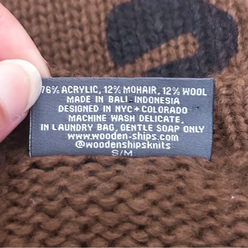 Wooden Ships Brown Leopard Animal Print Crew Neck Boxy Mohair Wool Sweater S/M - Image 7