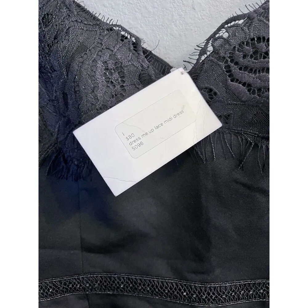 Minuet Black Lace Detail Sleeveless  Dress Midi Large NWT‎ - Image 5