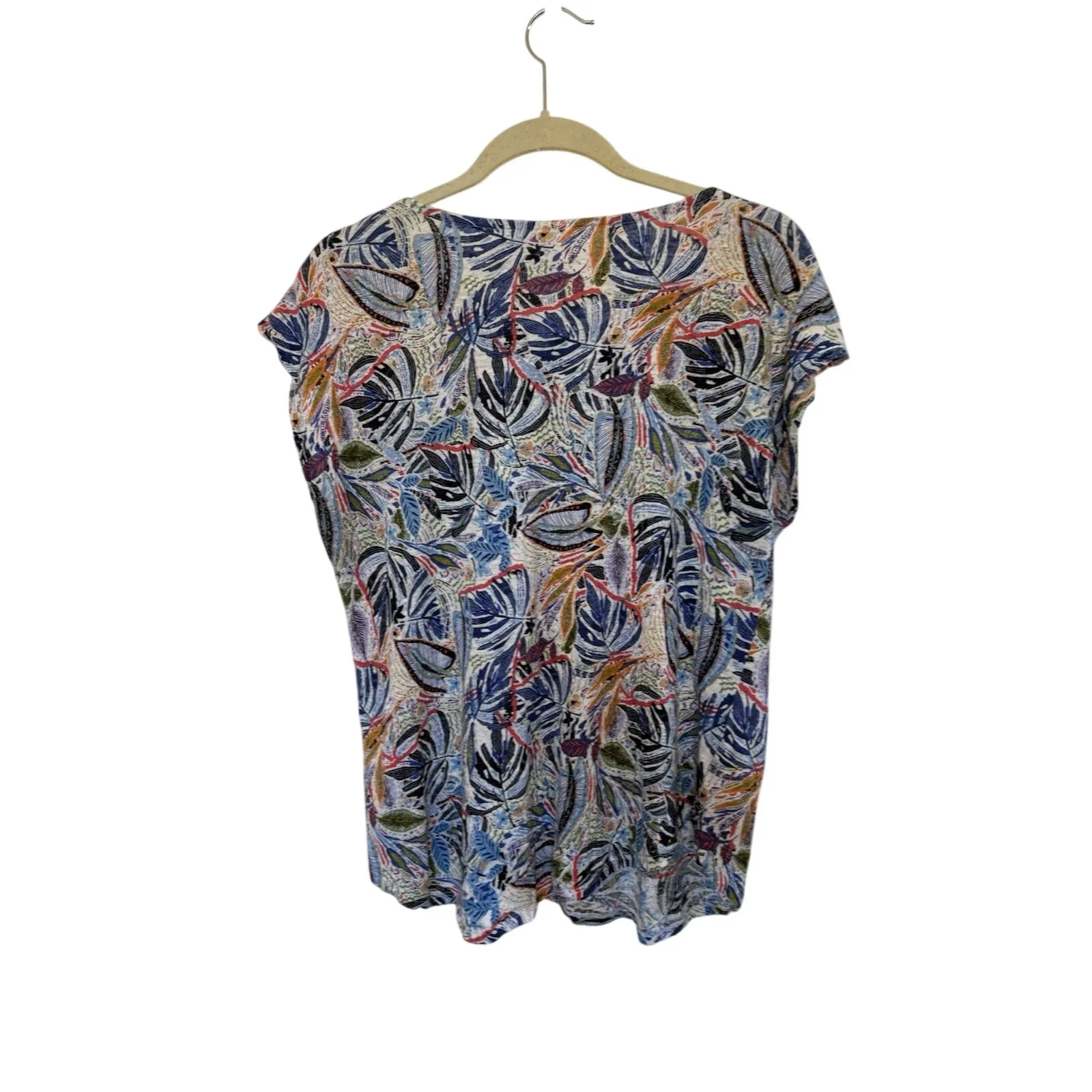 C&C California 100% Linen Tropical Short Sleeve Top Size Large Beach Vacation - Image 2