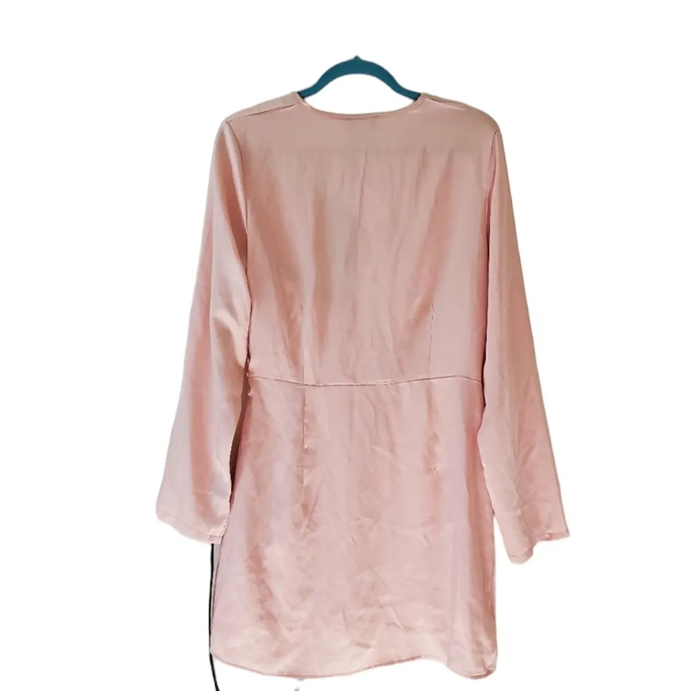 PRETTY LITTLE THING SATIN BLUSH PINK FAUX WRAP MINI DRESS 2 - Image 6