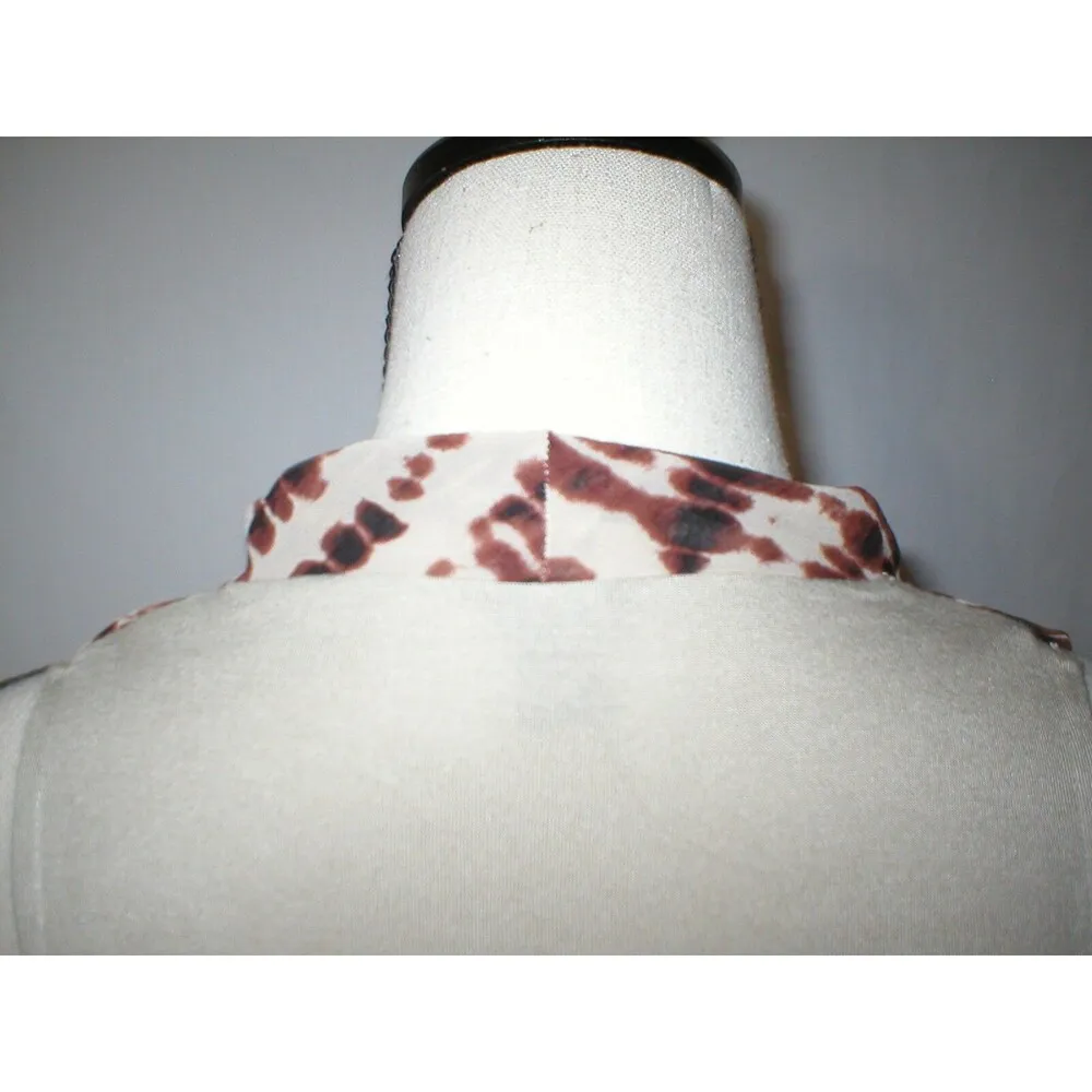 New Womens Ann Taylor Modal Lined Top Brown Tan XS Sleeveless Work Tie Dye Cowl - Image 4