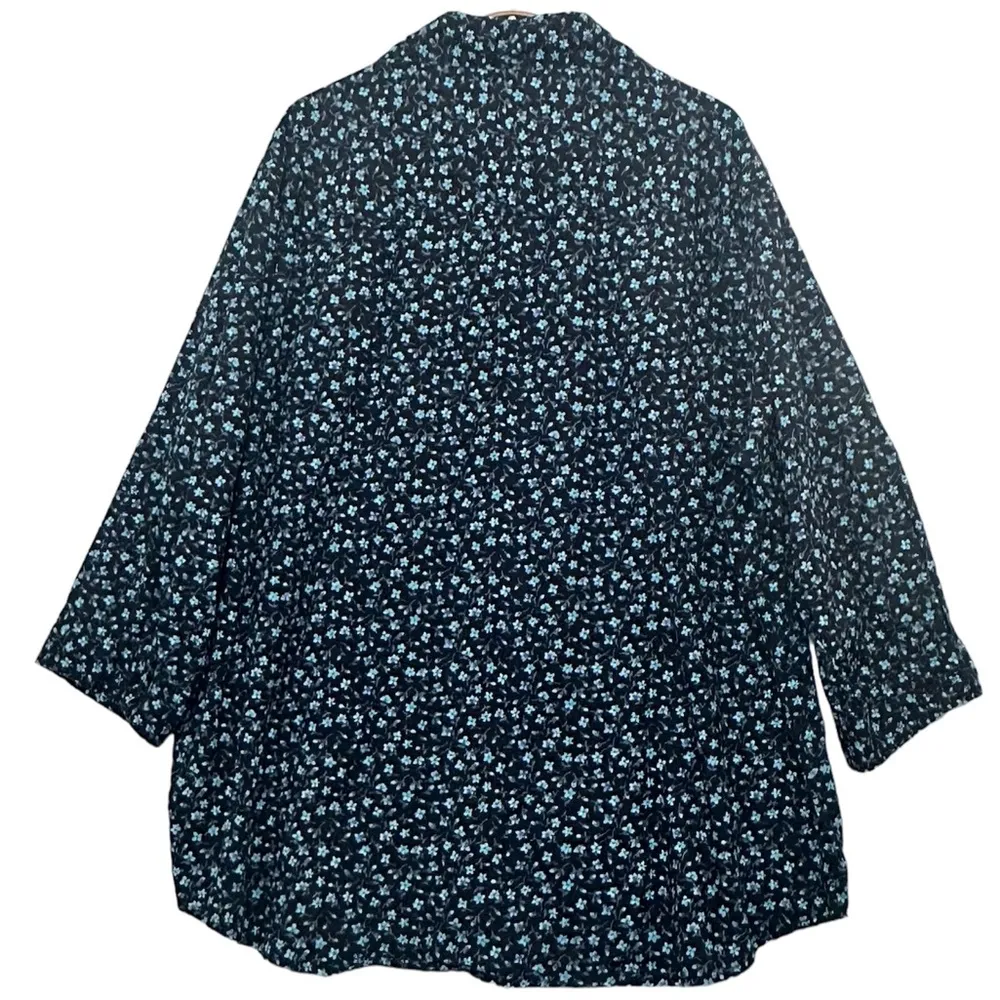 Vintage Looney Tunes Tweety Bird Blue Embroidered Floral Women’s Shirt Size 22 - Image 2