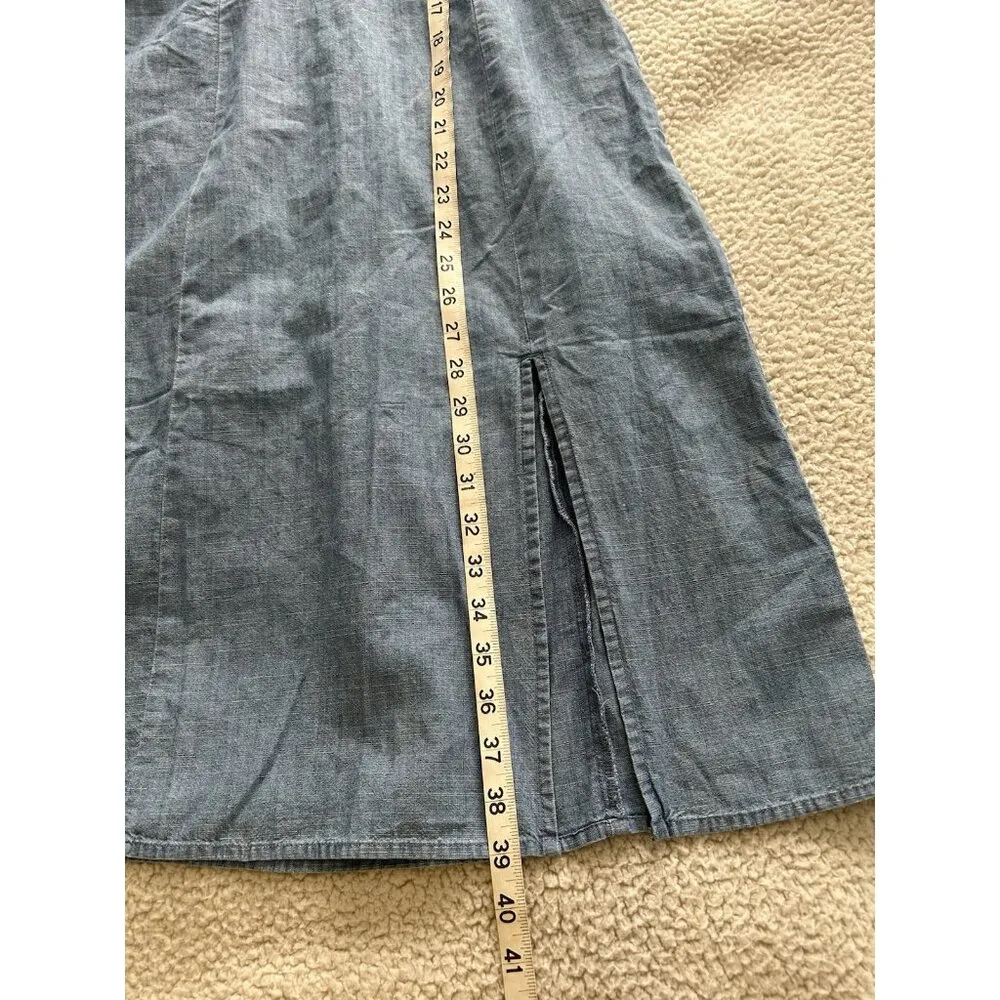 J. Crew Women's Chambray Slip Midi Dress Vista Blue Wash Size 6P - Image 14