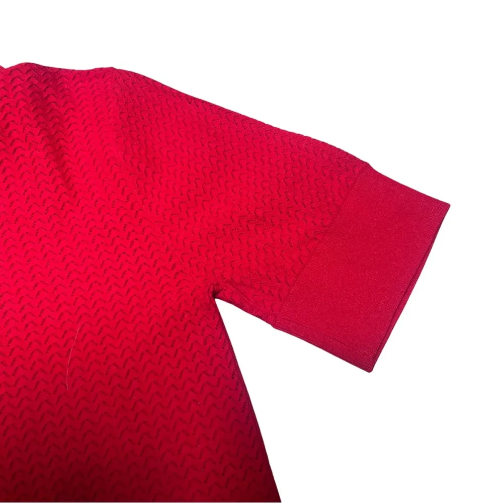 Alice + Olivia Red Mock Neck Sweater Knit Top sz Large - Image 7