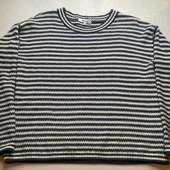 Madewell Seagrove Pullover Sweater Extra Small Navy‎ and Natural Stripe C… - Image 3